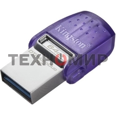 Флешка USB Kingston DataTraveler microDuo 3C (DTDUO3CG3/64Gb), 64Gb, USB 3.2 Gen 1/Type-C, R/W 200/15, фиолетовый