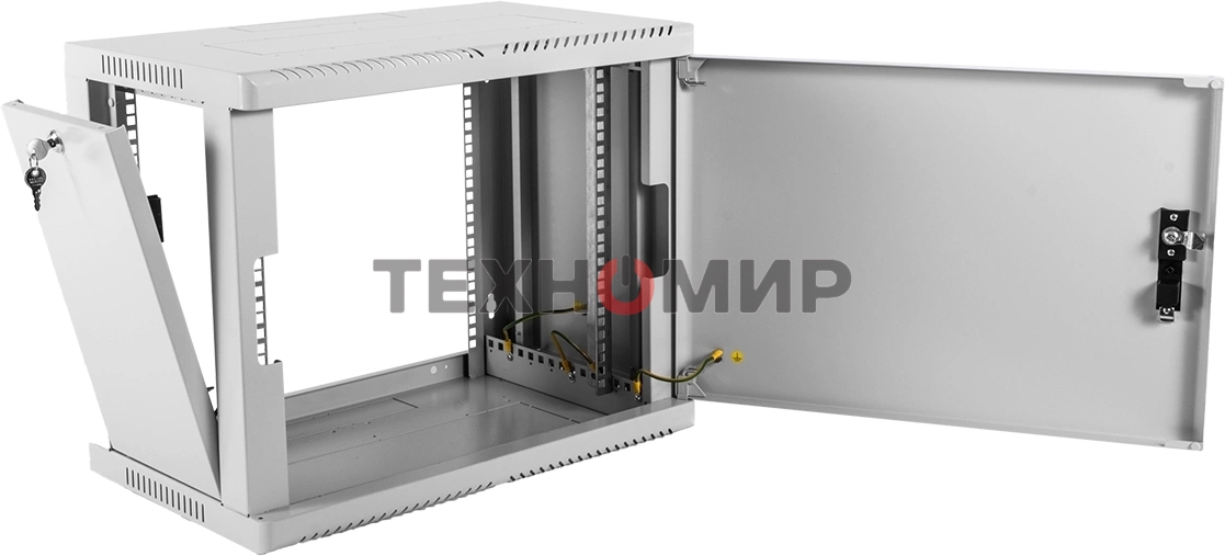 Шкаф коммутационный ЦМО (ШРН-9.350.1) настенный 9U 600x350 мм пер. дв. стал. лист 200 кг серый 300 мм 180 град.
