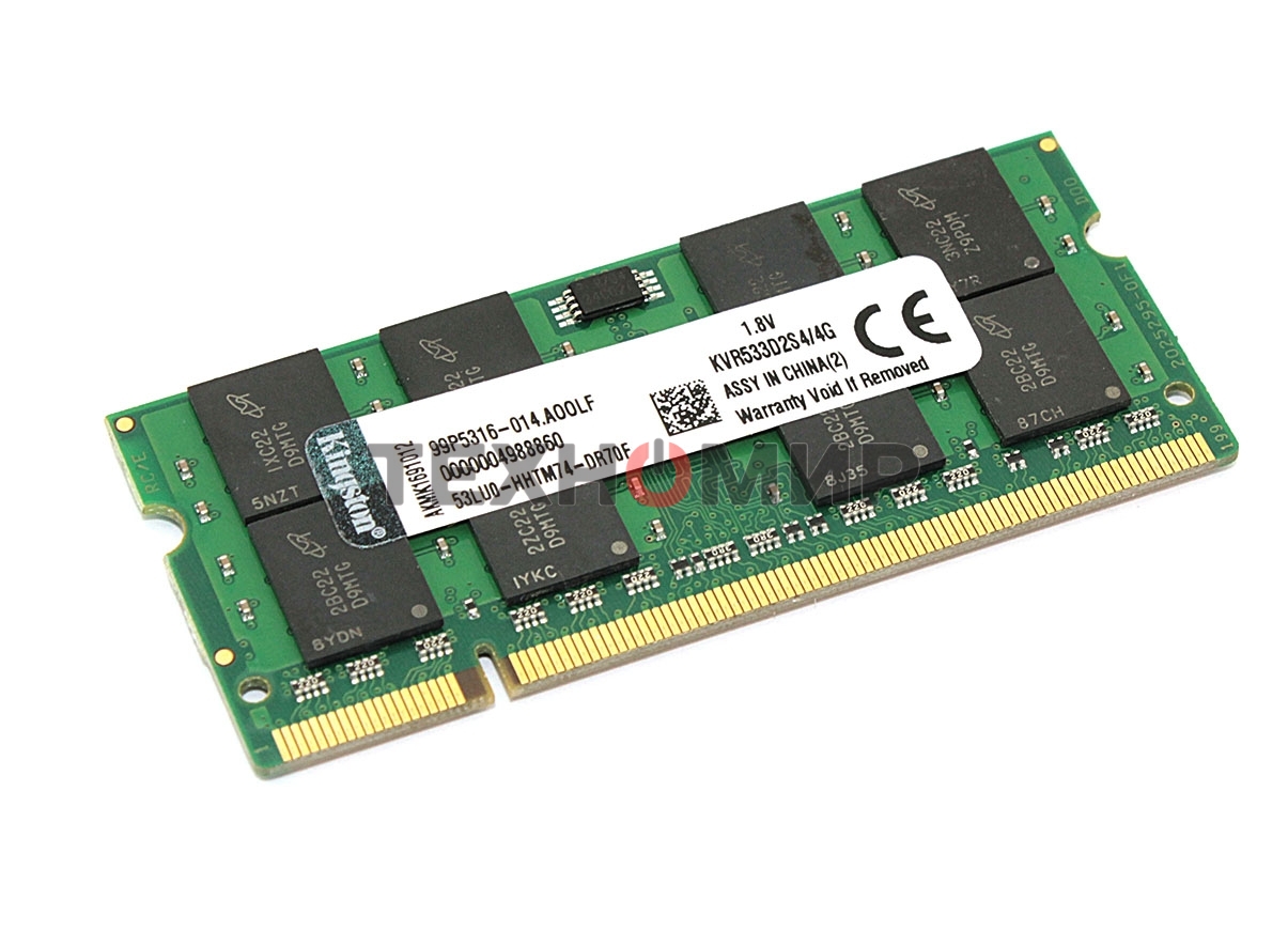 Оперативная память Kingston ValueRAM, DDR2, 4GB (1x4GB), 533MHz, CL4, SO-DIMM