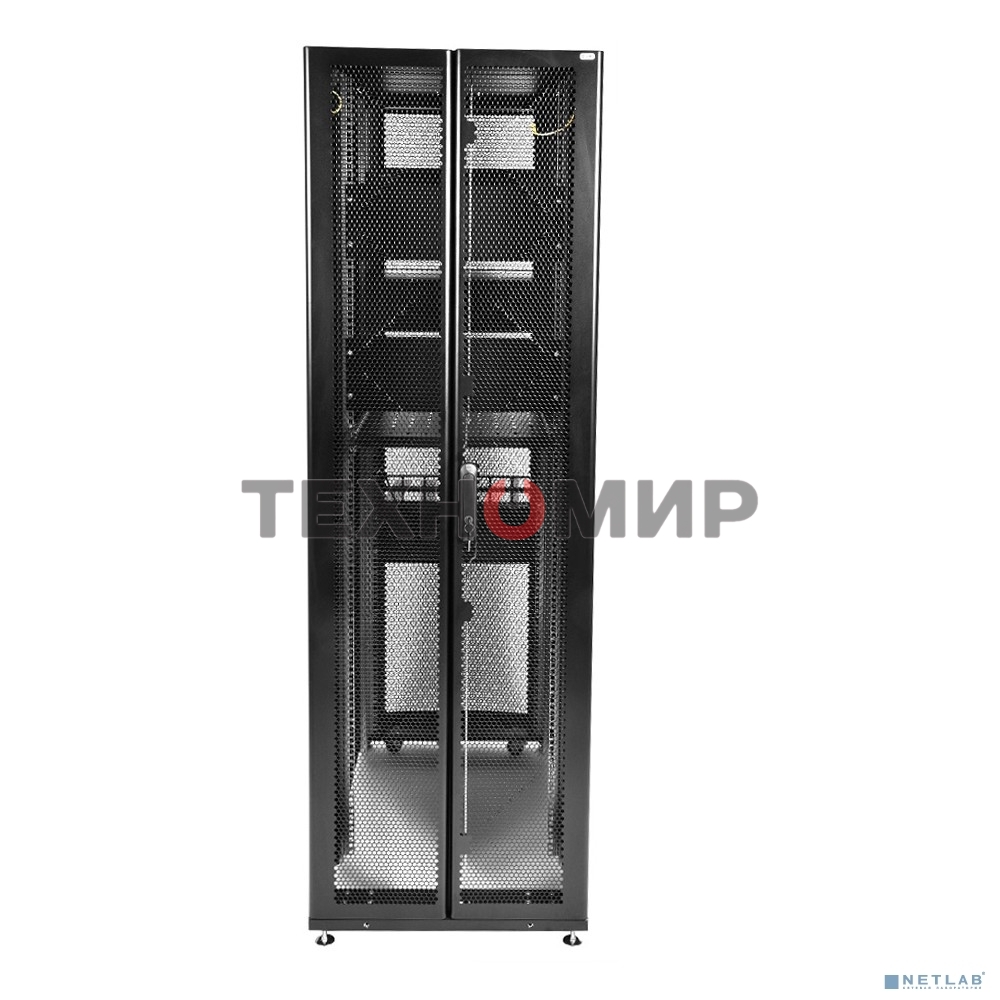 Шкаф серверный ПРОФ напольный 42U (600x1200) дверь перфор., задние двойные перфор., черный, в сборе (ШТК-СП-42.6.12-48АА-9005) (1 коробка)