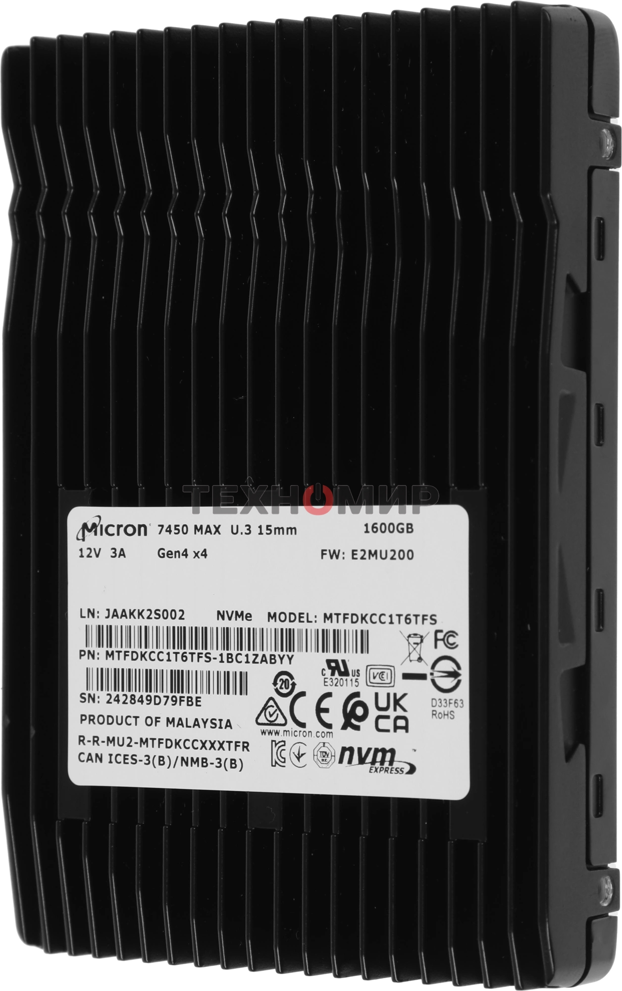 Накопитель SSD Micron 7450 Max, 1600Gb, 2.5