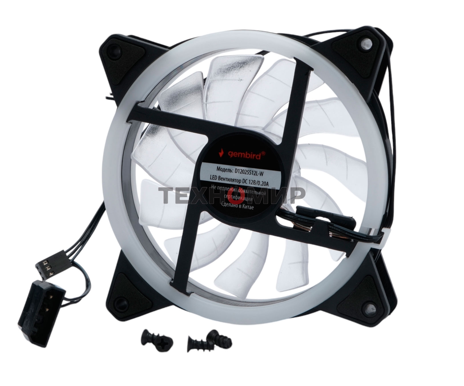 Вентилятор для корпуса Gembird черный, 120 мм, 1200 об/мин, 20.5 дБ, 3 pin