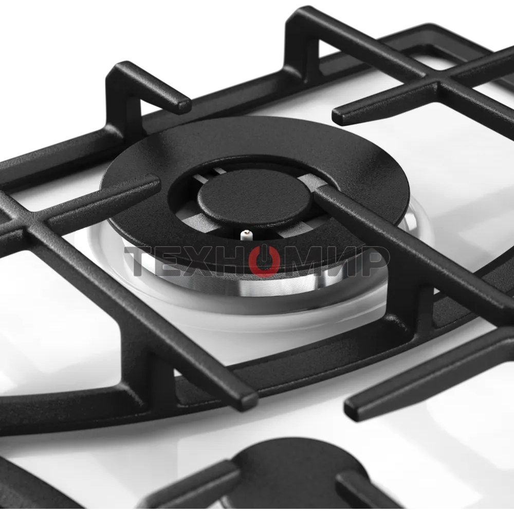 Варочная поверхность Kuppersberg FS 610 W Bronze, газ, Classic, 61 см, автоматический электроподжиг, газ-контроль, SABAF конфорки, чугунные решетки, цвет белый, цвет фурнитуры бронзовый