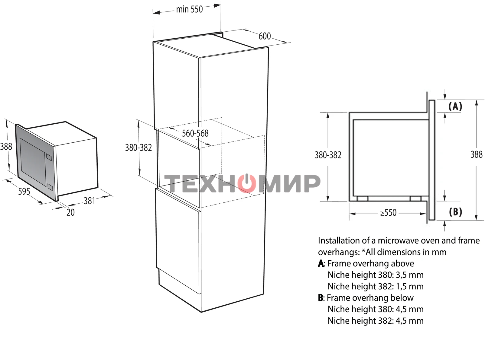 Микроволновая печь Gorenje BM251SG2WG 25 л, 900 Вт, белый (встраиваемая)