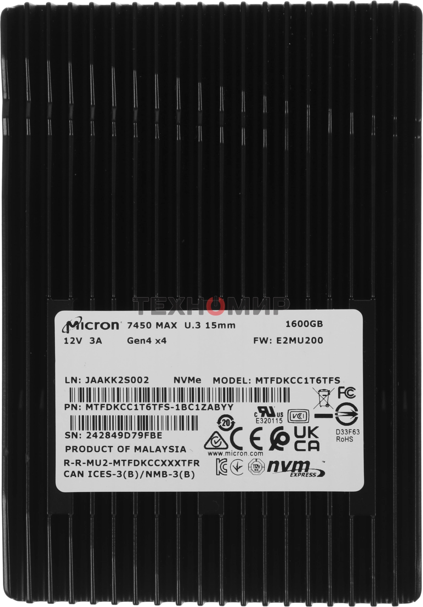 Накопитель SSD Micron 7450 Max, 1600Gb, 2.5