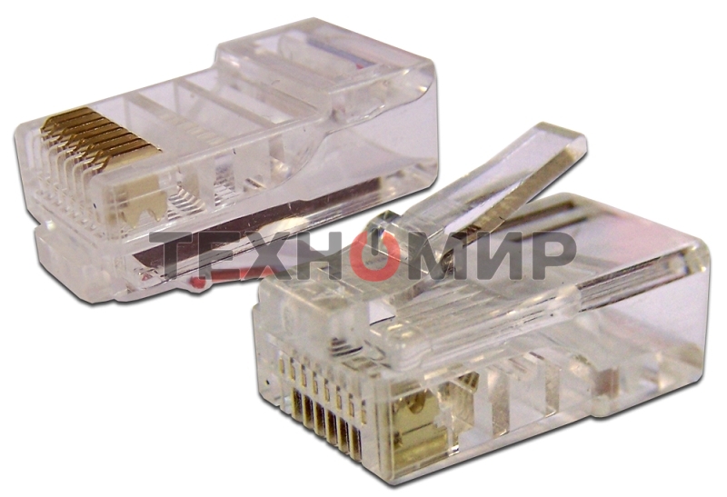 Коннектор LANMASTER RJ45 UTP 8P8C, универсальный, cat.6, 100 шт.