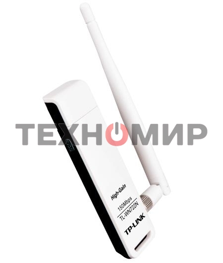 Адаптер TP-Link SOHO TL-WN722N 150Mbps High Gain Wireless N USB Adapter with Cradle, 1T1R, 2.4GHz, 802.11n/g/b, 1 detachable antenna