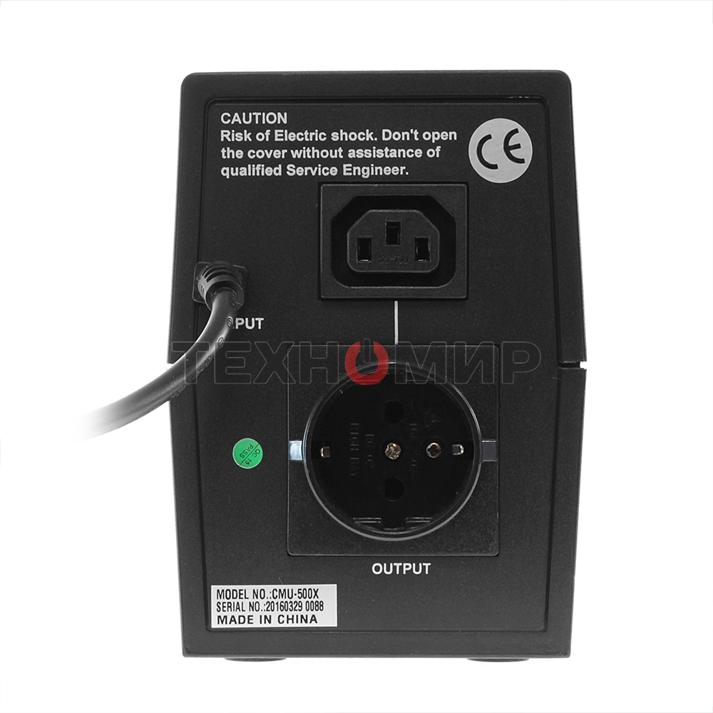 Источник бесперебойного питания Crown CMU-500X (480 ВА/240 Вт; Off-Line; 1 х Euro + 1 х IEC-320 резервным питанием и фильтрацией; 12V/4,5AH х 1; пластик)