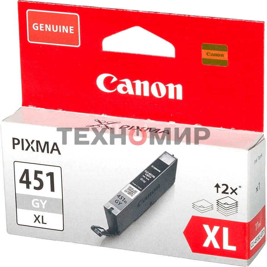 Картридж струйный Canon CLI-451XLGY серый, 780 стр. (повышенной емкости), для PIXMA iP7240, MG5440, 6340