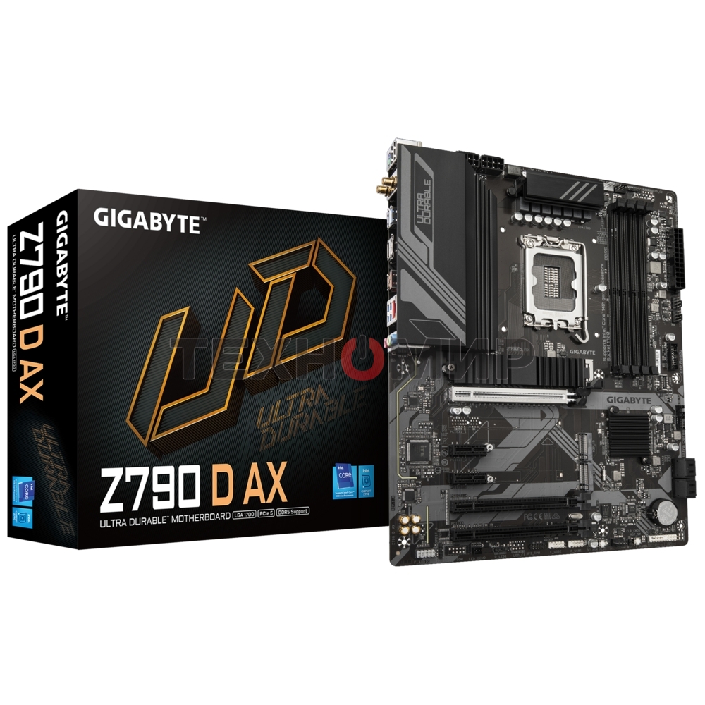 Материнская плата Gigabyte Z790 D AX, LGA 1700, Intel Z790, 4xDDR5, 4xSATA, 3xM.2, 1xPCI-E 5.0 x16, 1xPCI-E 4.0 x4, 2xPCI-E 3.0 x1, 1xHDMI, 1xDP, 1x 2.5Gb LAN, 4xUSB-A 3.2 Gen 1, 1xUSB-A 3.2 Gen 2, 2xUSB-A 2.0, 1xUSB-C 3.2 Gen 2, 3x3.5 мм, 7.1, ATX