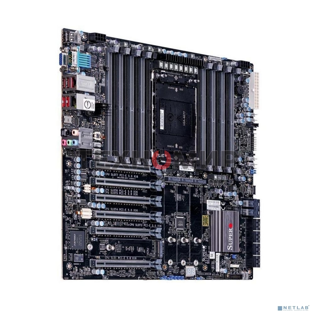 Материнская плата Supermicro MBD-X13SWA-TF-B, LGA 4677, Intel W790, 16xDDR5, 8xSATA, 4xM.2, 6xPCI-E 5.0 x16, 1x10Gb LAN, 1x1Gb LAN, 6xUSB, 7.1, E-ATX