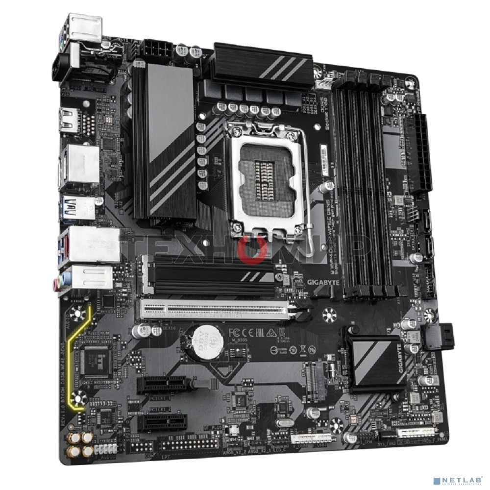 Материнская плата Gigabyte B760M DS3H WIFI6E GEN5, LGA1700, Intel B760, 4xDDR5, 4xSATA, 2xM.2, 1xPCIe 5.0 x16, 2xPCIe 4.0 x1, 1xHDMI, 2xDP, 1x2.5Gb LAN, Wi-Fi 6E, Bluetooth 5.3, 1xUSB-C 10Gbps, 3xUSB-A 5Gbps, 2xUSB-A 2.0, 3x3.5 мм, 7.1, mATX