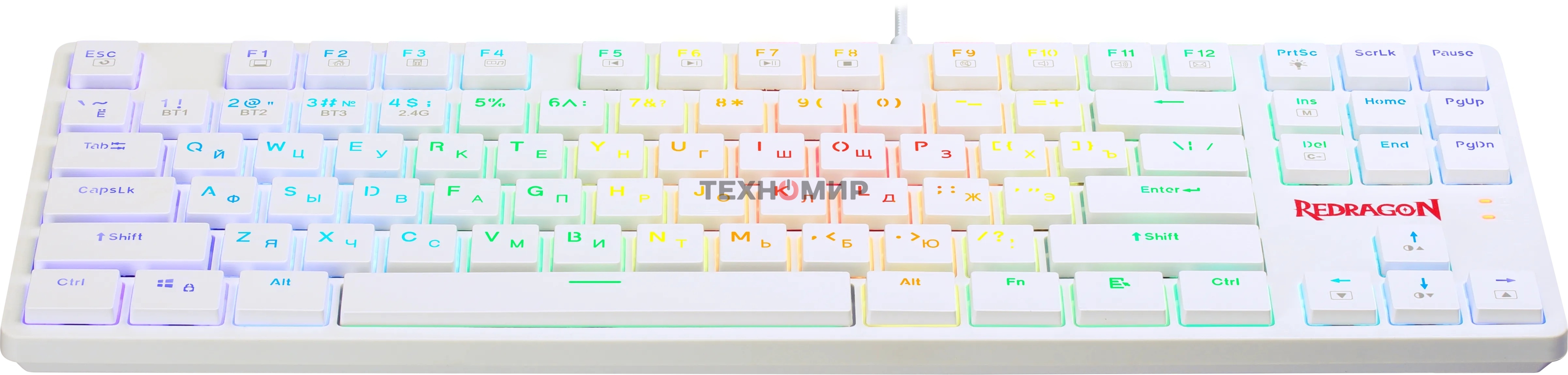 Клавиатура беспроводная Redragon Anubis беспроводная, USB, Bluetooth/Радиоканал, белый