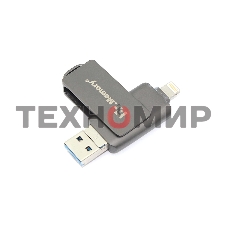 Флешка USB Dr. Memory 051, 64Gb, USB 3.0/USB Type-C, R/W 120/70, серый