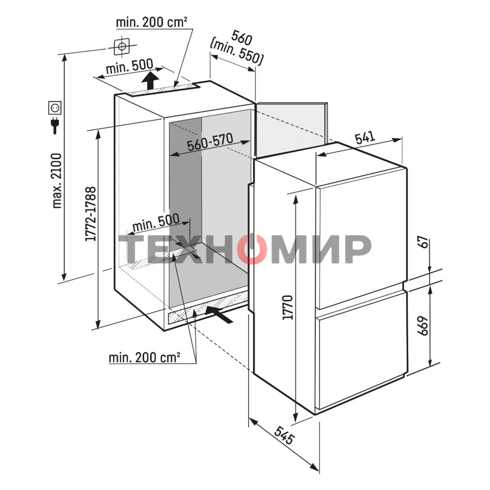Холодильник Liebherr Pure ICSf 5103-22 001 белый двухкамерный 182/80л морозилка снизу, ручное