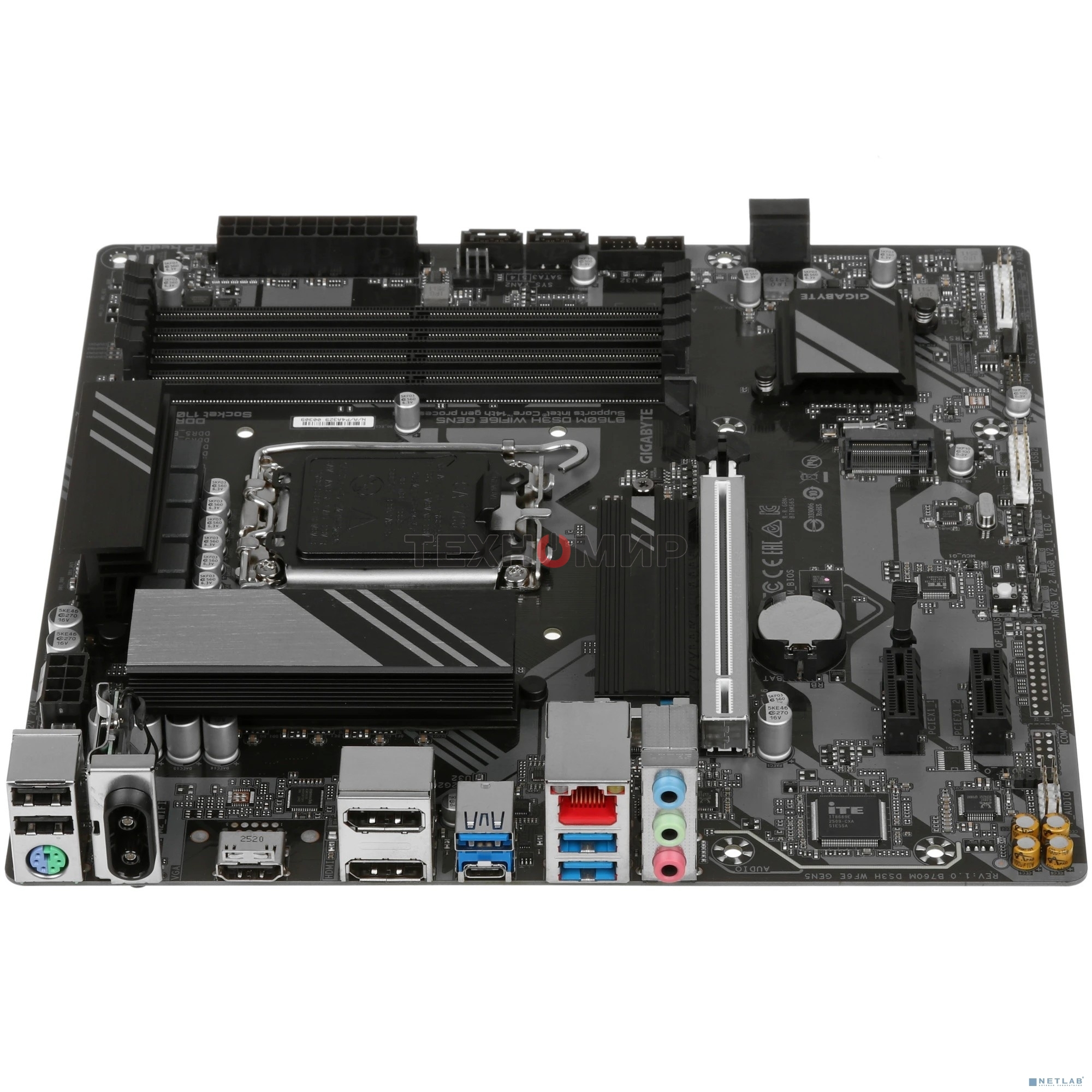 Материнская плата Gigabyte B760M DS3H WIFI6E GEN5, LGA1700, Intel B760, 4xDDR5, 4xSATA, 2xM.2, 1xPCIe 5.0 x16, 2xPCIe 4.0 x1, 1xHDMI, 2xDP, 1x2.5Gb LAN, Wi-Fi 6E, Bluetooth 5.3, 1xUSB-C 10Gbps, 3xUSB-A 5Gbps, 2xUSB-A 2.0, 3x3.5 мм, 7.1, mATX