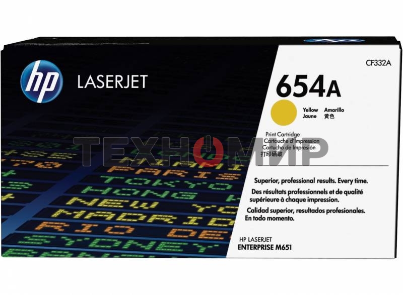 Тонер Картридж HP 654A CF332A желтый для HP CLJ Ent M651n/M651dn/M651xh/M680dn/M680f (15000 стр.)