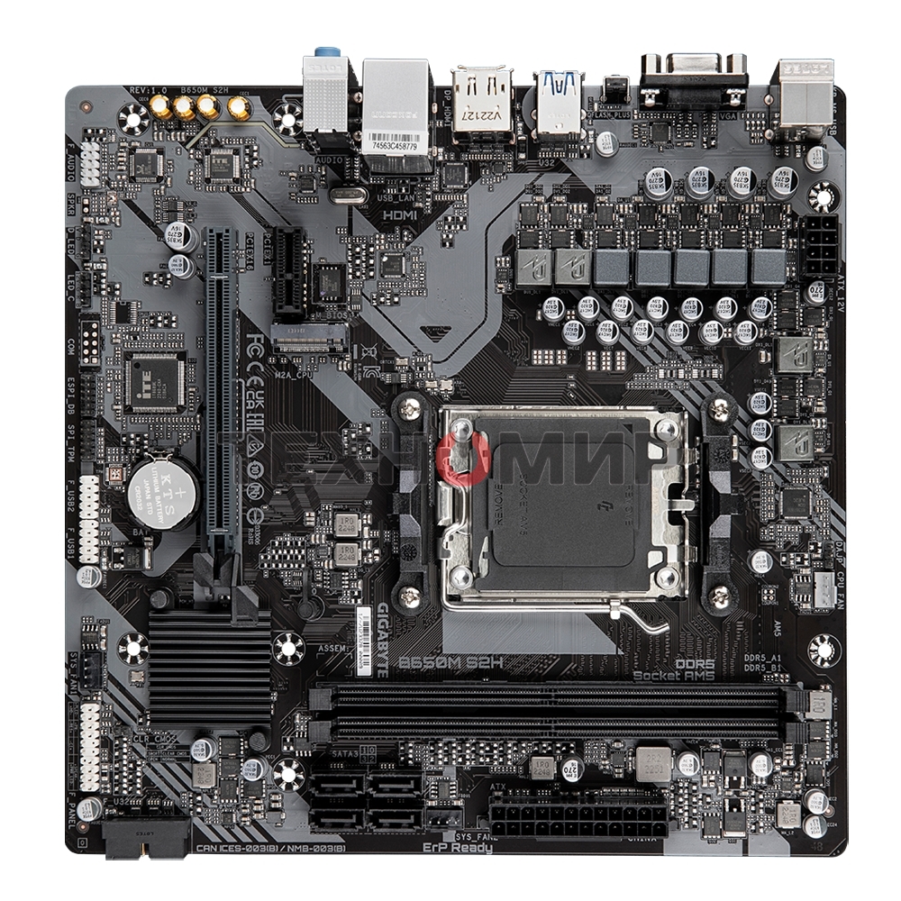 Материнская плата Gigabyte B650M S2H (V1.2/V1.4), AM5, AMD B650, 2xDDR5, 4xSATA, 1xM.2, 1xPCI-E 4.0 x16, 3xUSB-A 3.2 Gen 1, 1xUSB-C 3.2 Gen 1, 1x 1Gb LAN, 3x3.5 мм, 7.1, Micro-ATX