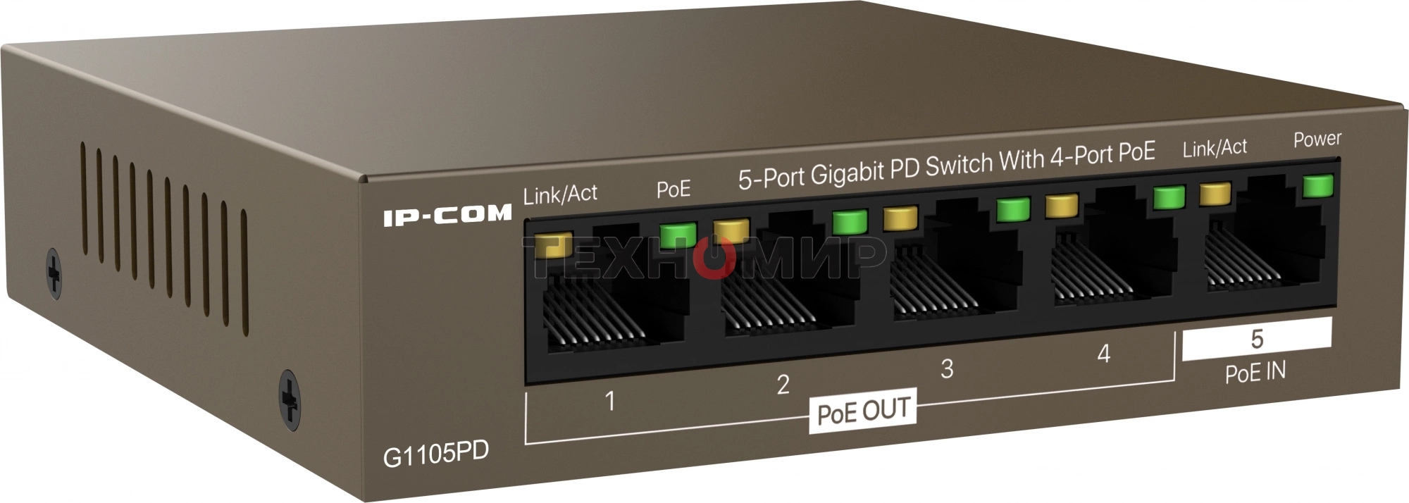 Коммутатор гигабитный IP-COM G1105PD-5-портовый PD с 4 портами PoE