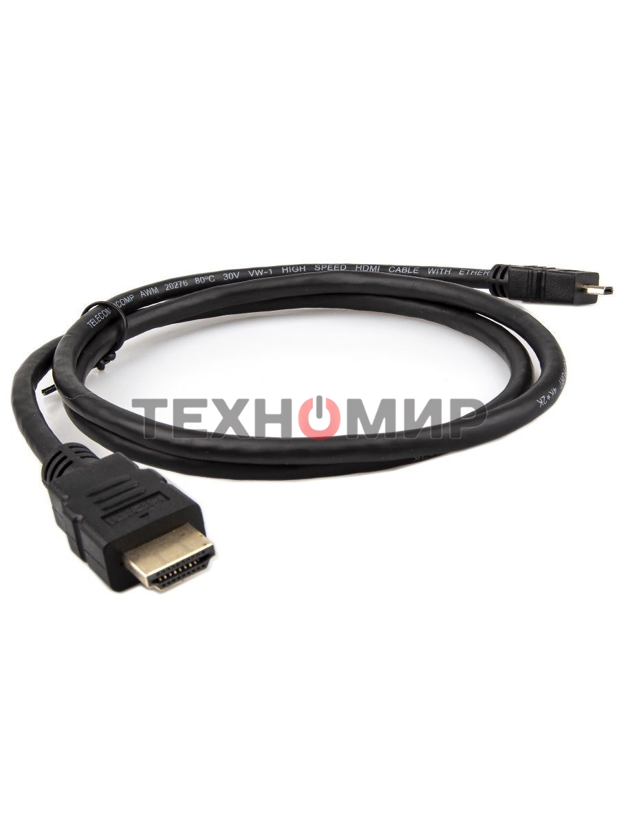 Кабель VCOM/TELECOM HDMI-19M -- MicroHDMI-19M ver 2.0+3D/Ethernet,1m Telecom TCG206-1M