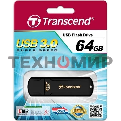 Флешка USB Transcend JetFlash 700 (TS64GJF700), 64Gb, USB 3.0, R/W 70/20, черный
