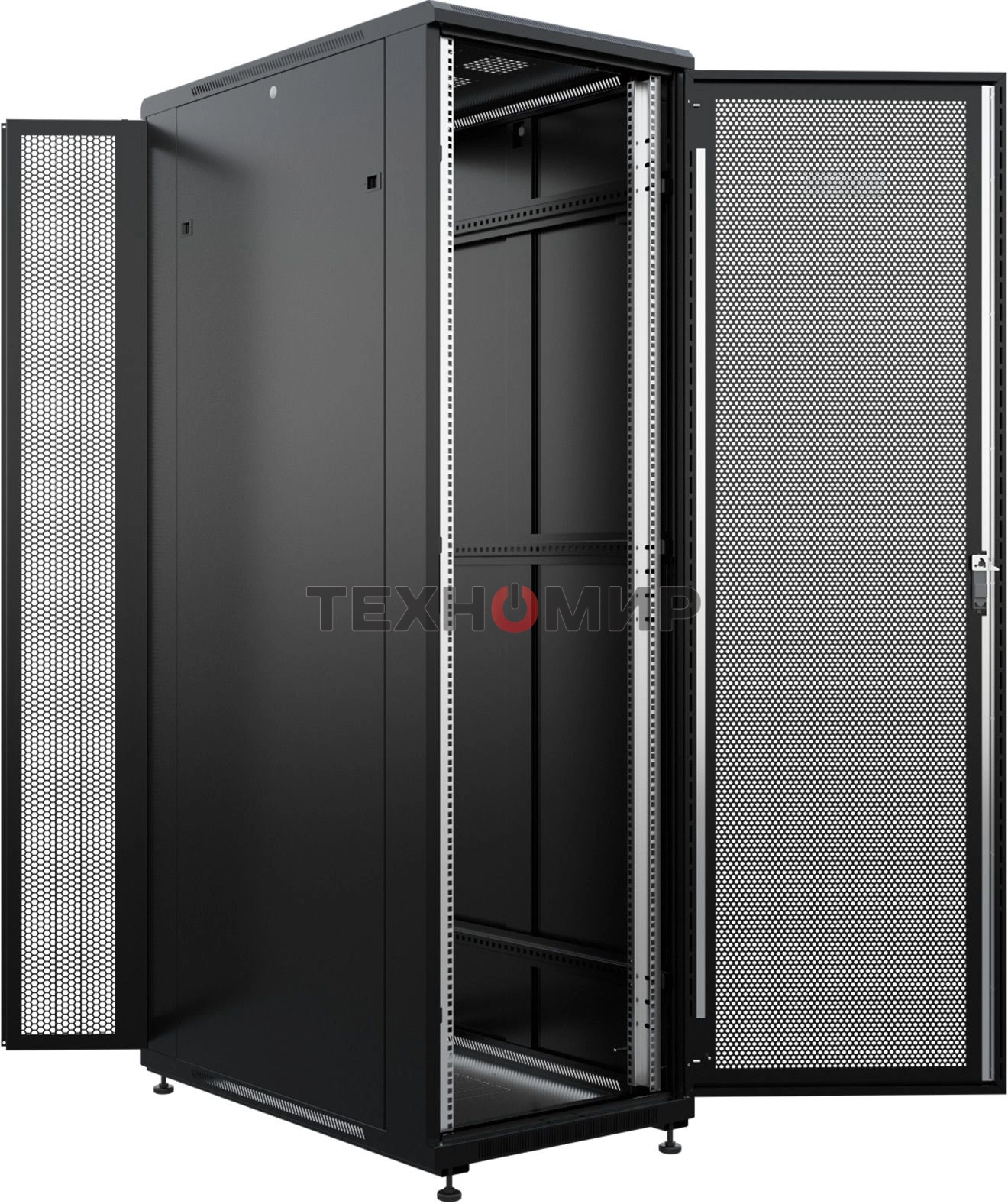 Шкаф серверный NTSS Премиум (NTSS-R42U80100PD/PDD-BL) напольный 42U 800x1000 мм пер. дв. перфор. металл 900 кг серый 910 мм 160 кг 1987 мм IP20 сталь