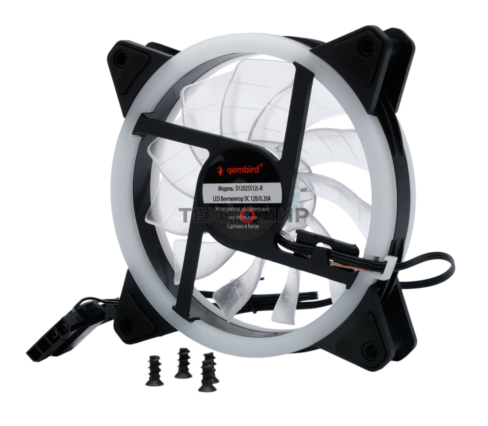 Вентилятор для корпуса Gembird черный, 120 мм, 1200 об/мин, 20.5 дБ, 3 pin