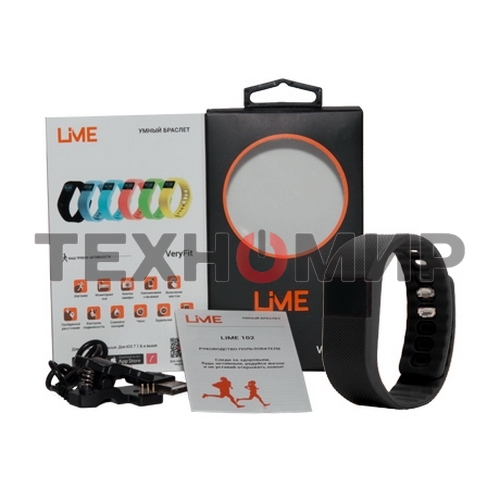 Фитнес-браслет Lime Lime 102 черный Шагомер, Подсчет калорий, Умные часы, Будильник, черный ремешок (550113)