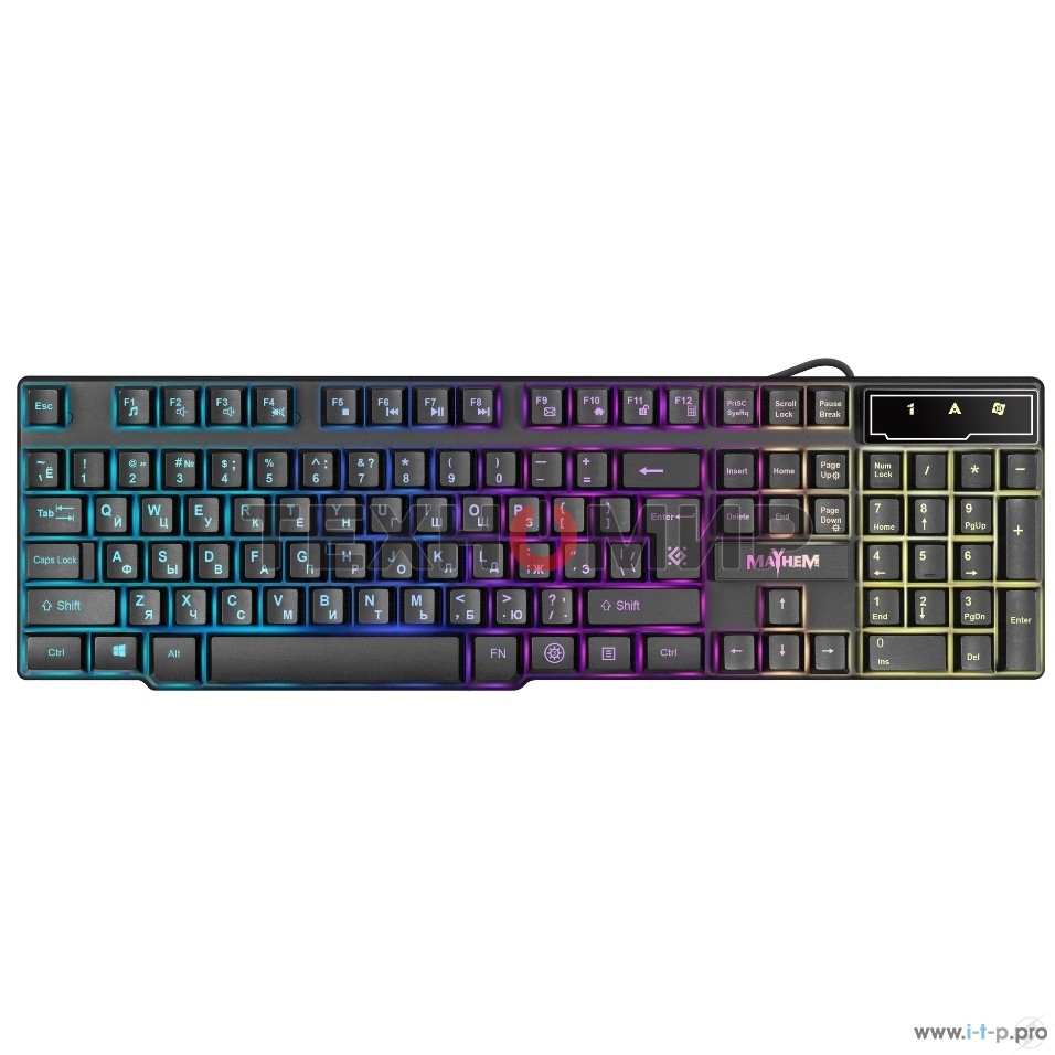 Клавиатура Defender Mayhem GK-360DL проводная, USB Type-A, чёрный