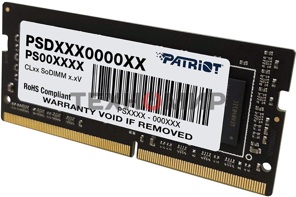 Оперативная память Patriot Signature, DDR4, 32GB (1x32 GB), 3200 MHz, CL22, SO-DIMM