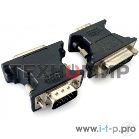 Переходник Cablexpert VGA-DVI, 15M/25F, черный, пакет (A-VGAM-DVIF-01)