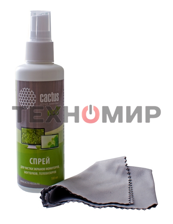 Чистящий набор (салфетки + спрей) Cactus CS-S3001E для экранов и оптики 1 шт 18x18 см 100 мл
