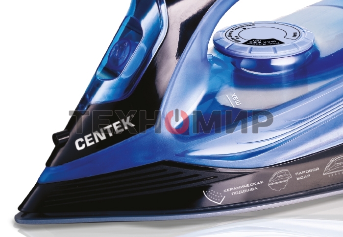 Утюг Centek CT-2351 синий, 2200 Вт, 35 г/мин, 130 г/мин, 300 мл