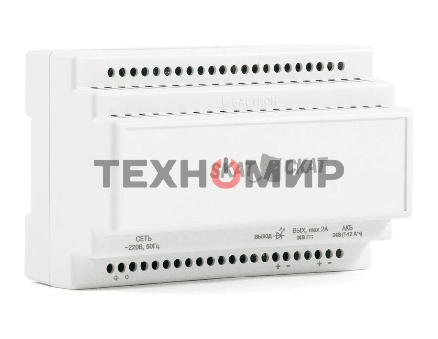 Источник бесперебойного питания SKAT-24-2,0 DIN 24В 2А пластиковый корпус под DIN рейку 35 мм SKAT-24-2,0 DIN power supply 24V 2A plastic case for 35 мм DIN rail