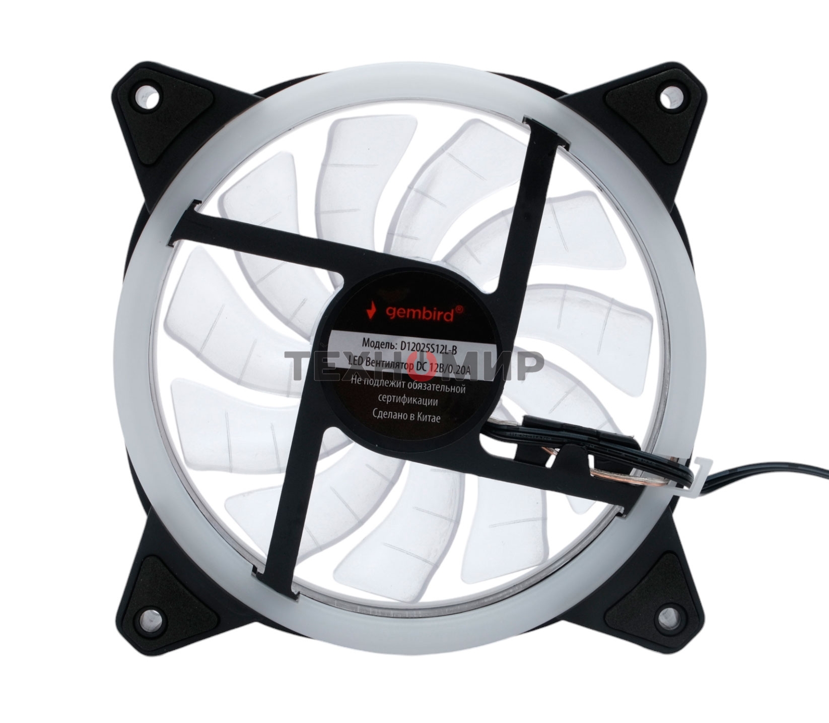 Вентилятор для корпуса Gembird черный, 120 мм, 1200 об/мин, 20.5 дБ, 3 pin