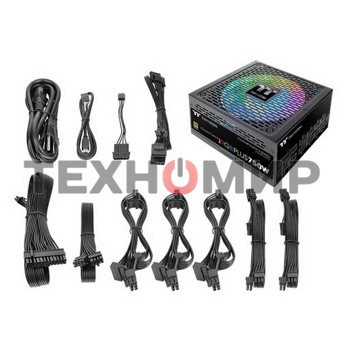Блок питания Thermaltake Toughpower iRGb PLUS 750W RTL (PS-TPI-0750F3FDGE-1), 750Вт, 80 PLUS Gold, 140мм, модульный, черный