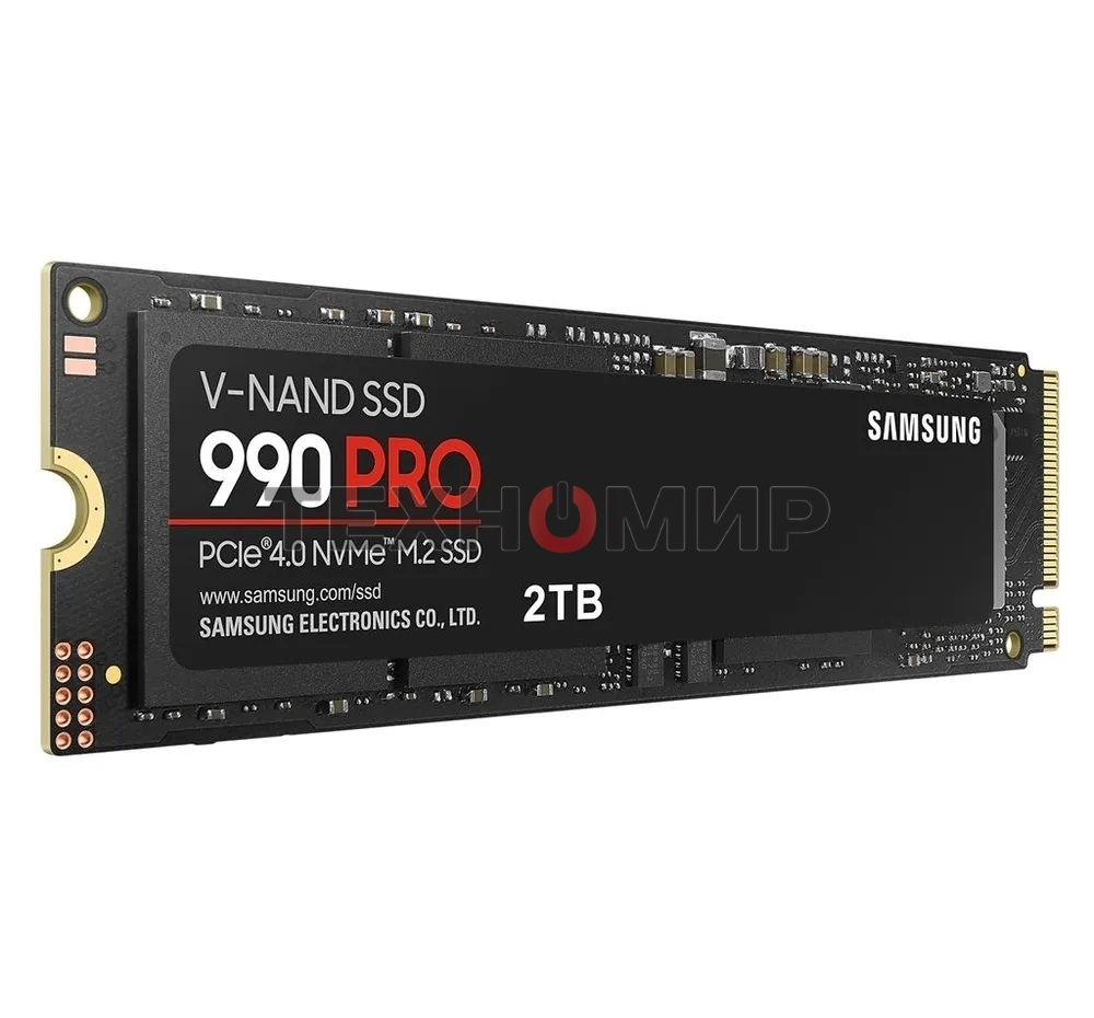 Накопитель SSD Samsung 990 PRO, 2000Gb, PCIe 4.0 x4, M.2 2280, NVMe, R/W 7450/6900, с радиатором