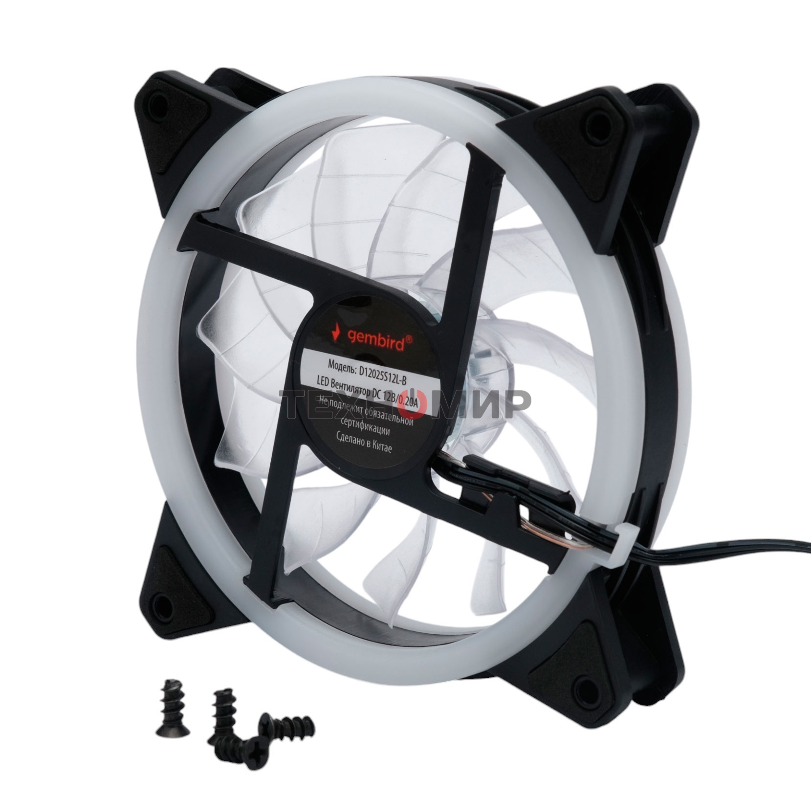 Вентилятор для корпуса Gembird черный, 120 мм, 1200 об/мин, 20.5 дБ, 3 pin