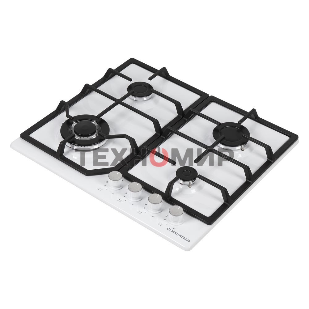Газовая варочная панель Maunfeld EGHE.64.43CW/G, 4 конфорки, эмалированная сталь, белый