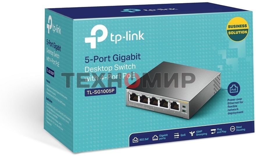 Коммутатор TP-Link SMBTL-SG1005P 5-портовый гигабитный настольный коммутатор с 4 портами PoE SMB 56W
