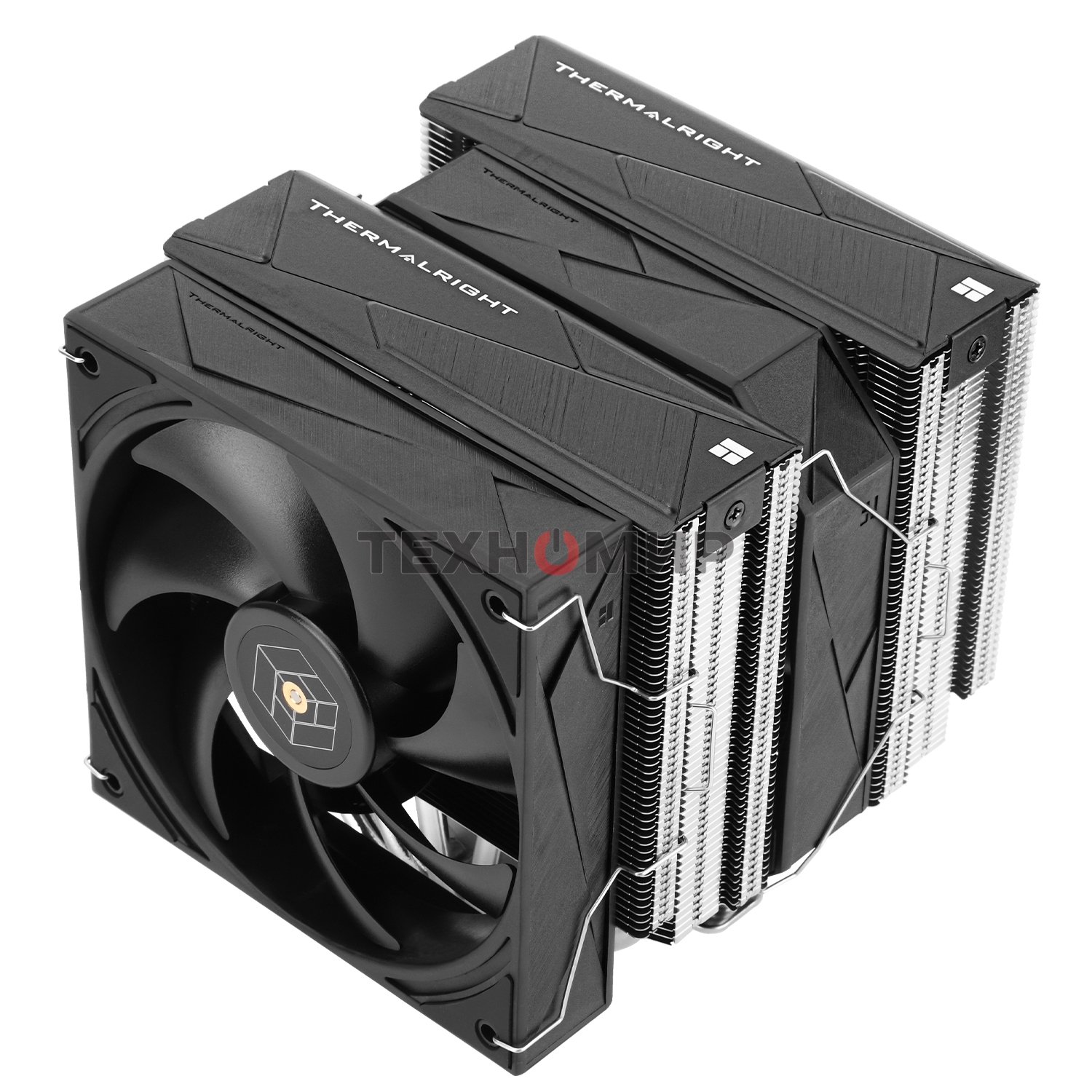 Кулер для процессора Thermalright Royal Pretor 130 (4-pin PWM, 158мм, Ni/Cu, 6x6мм, 1x120+1x130мм, 80.45CFM/81.88CFM, 29.4dBA/28.3dBA, 2150PM/1750RPM, S: 1200, 1700, 1851, 2011, 2066, 115X, AM4, AM5, silver, black)