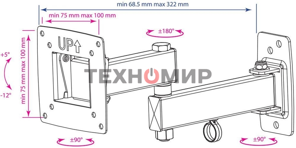 Кронштейн Kromax OPTIMA-104 черный, 10