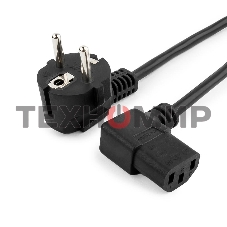 Кабель питания Gembird 1.8м, VDE(0.75мм), черный, угловой разъем, с зазем., пакет