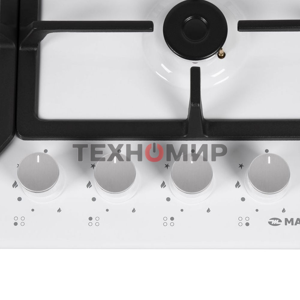 Газовая варочная панель Maunfeld EGHE.64.43CW/G, 4 конфорки, эмалированная сталь, белый