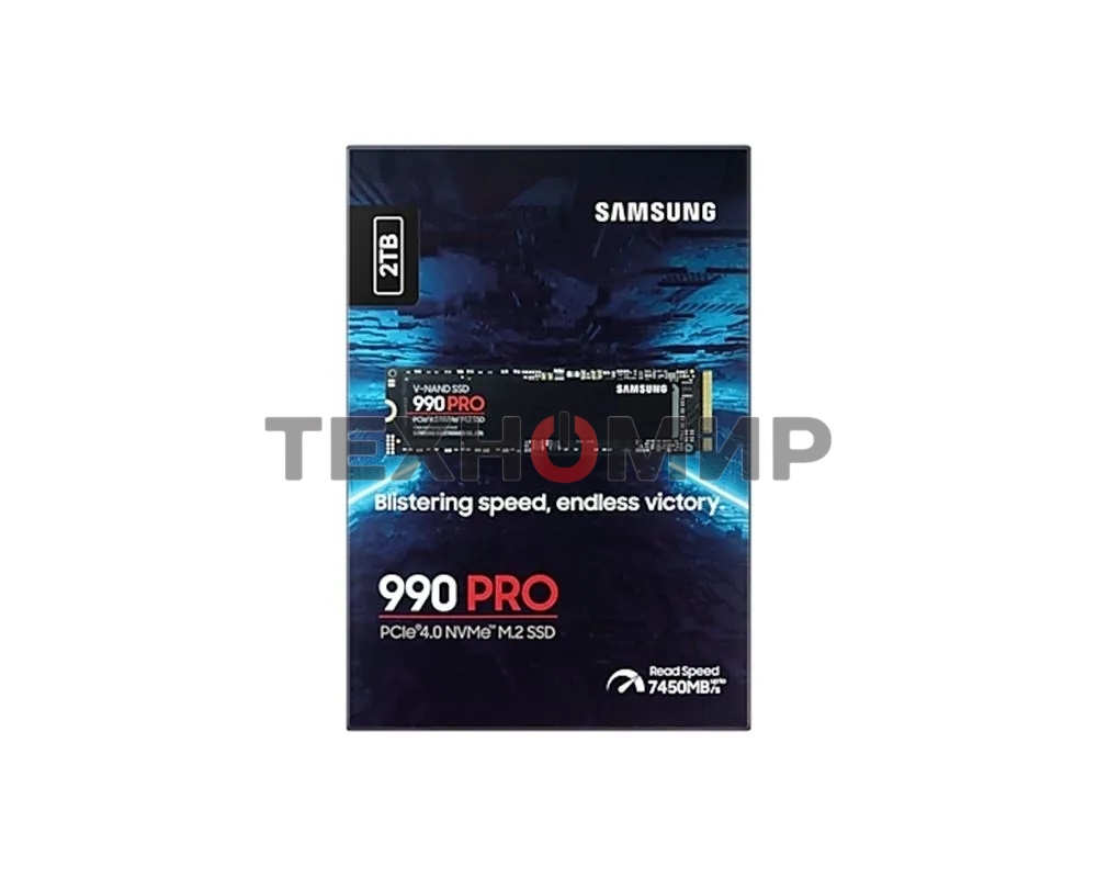 Накопитель SSD Samsung 990 PRO, 2000Gb, PCIe 4.0 x4, M.2 2280, NVMe, R/W 7450/6900, с радиатором