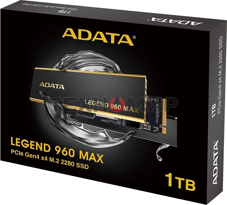 Накопитель SSD ADATA LEGEND 960 MAX, 1Tb, PCIe 4.0 x4, M.2 2280, NVMe, R/W 7400/6000, с радиатором