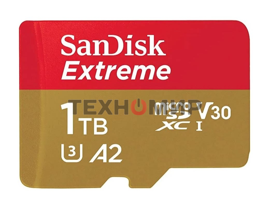 Флеш карта microSDXC SanDis 1024GBEXTREME Class 10, UHS-I, W130, R 190 МБ/с, без адаптера на SD