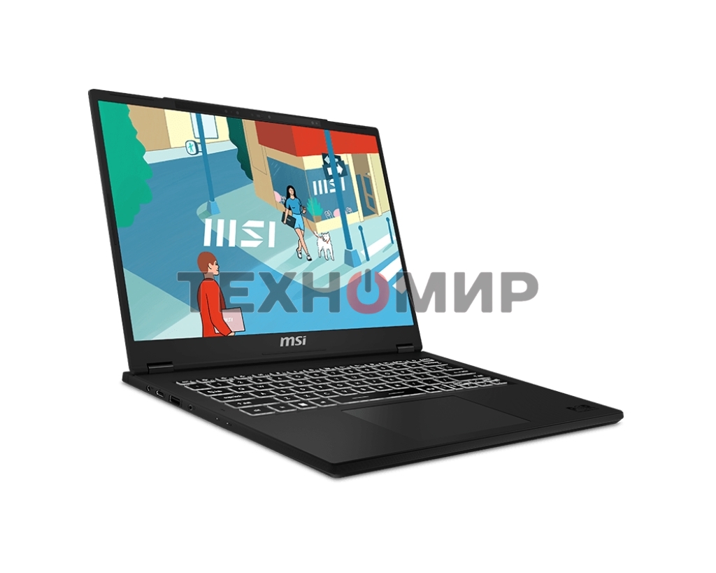 Ноутбук MSI Modern 14H Core i5-13420H 14” 16:10 FHD+ (1920x1200), 60Hz IPS DDR4 16Gbx1 Iris Xe Graphics 512Gb SSD 3cell (53.8Whr) 1.6kg Single backlight (White) Win 11 Pro,1y Black KB Eng/Rus