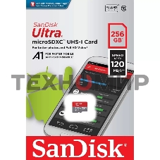Флеш карта microSD 256Gb SanDisk microSDXC Class 10 Ultra UHS-I U1 A1 120Mb/s