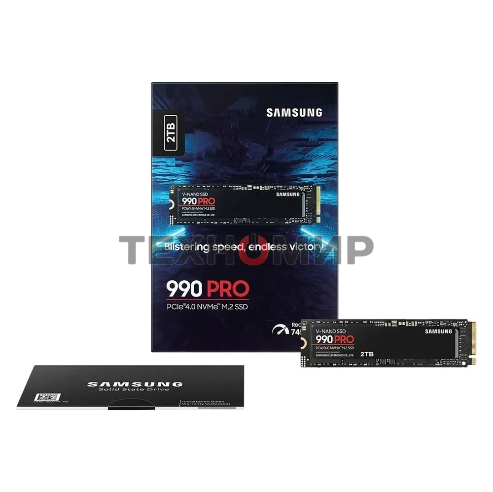 Накопитель SSD Samsung 990 PRO, 2000Gb, PCIe 4.0 x4, M.2 2280, NVMe, R/W 7450/6900, с радиатором